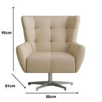 Poltrona Lorena Base Giratória Em Alumínio - élpis Móveis Bege