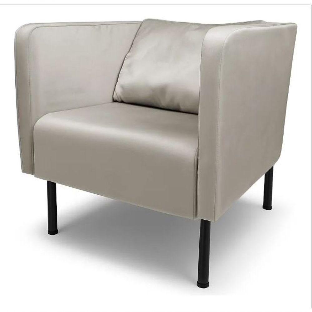 Poltrona Decorativa Hanna Pés Em Metal - élpis Móveis Linho Cinza - 4