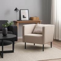 Poltrona Decorativa Hanna Pés Em Metal - élpis Móveis Linho Cinza - 1