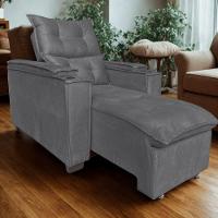 Poltrona Retrátil Reclinável Alexa Com Usb E Porta Copos - élpis Móveis Cinza - 1