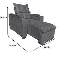 Poltrona Retrátil Reclinável Alexa Com Usb E Porta Copos - élpis Móveis Cinza - 3