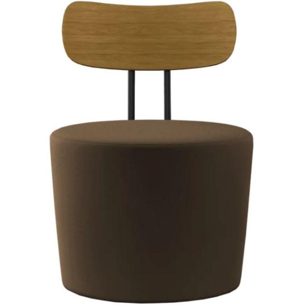 Poltrona Eclipse Redonda Com Encosto De Madeira - élpis Móveis Marrom - 4