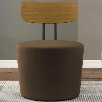 Poltrona Eclipse Redonda Com Encosto De Madeira - élpis Móveis Marrom