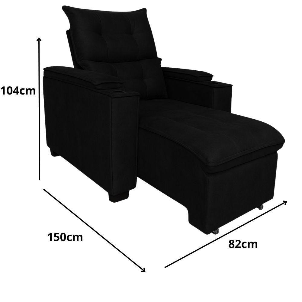 Poltrona Retrátil Reclinável Alexa Com Usb E Porta Copos - élpis Móveis Preto - 2