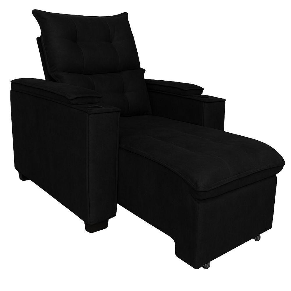 Poltrona Retrátil Reclinável Alexa Com Usb E Porta Copos - élpis Móveis Preto - 3