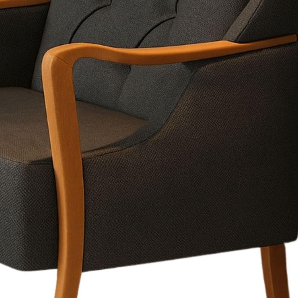 Poltrona Vittoria Botonê Pés E Braços Em Madeira Tingido - élpis Móveis Grafite - 4