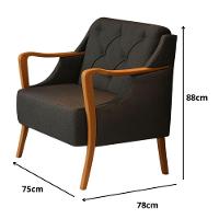 Poltrona Vittoria Botonê Pés E Braços Em Madeira Tingido - élpis Móveis Grafite - 2