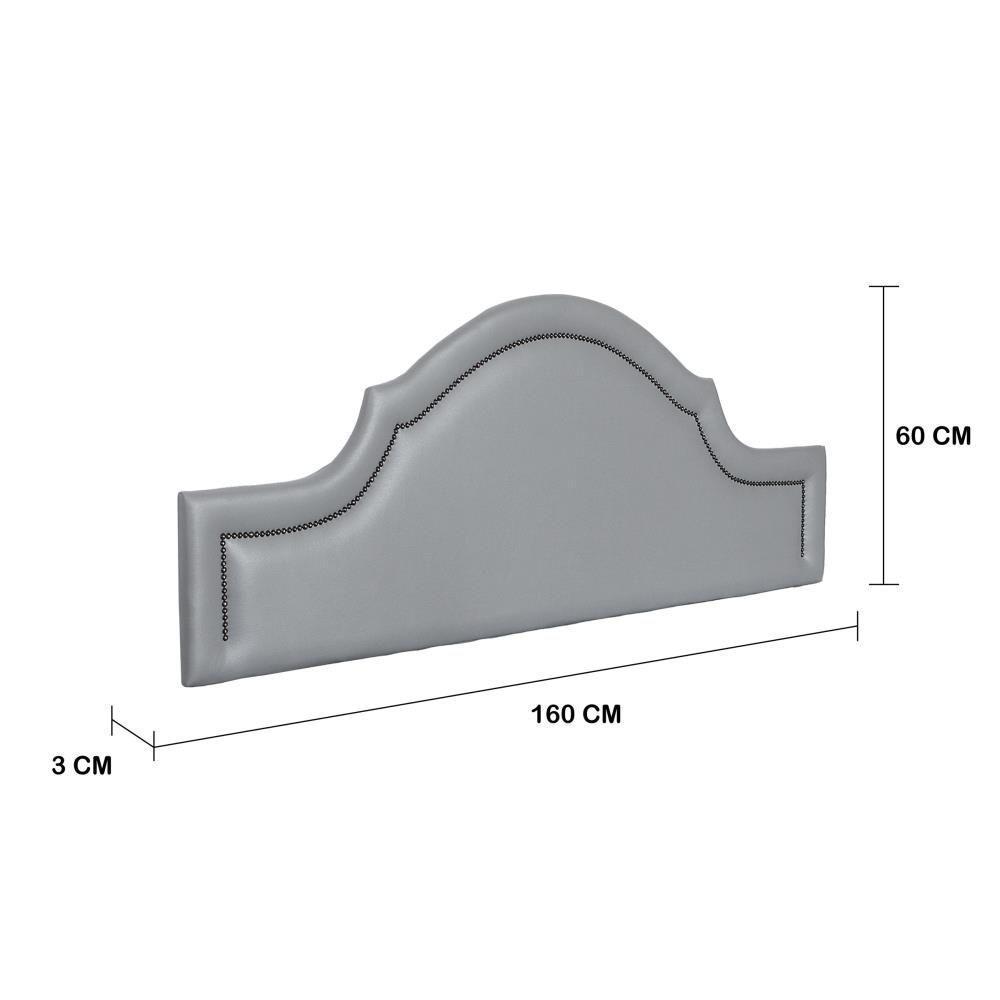 Cabeceira Queen Provençal Luxo 160x60 Courino Cinza - Tachas Fumê - 3