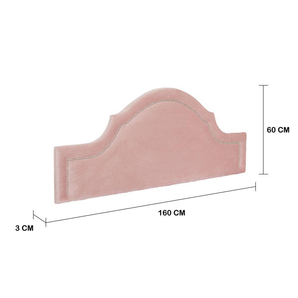 Cabeceira Queen Provençal Luxo 160x60 Veludo Rosê - Tachas Prata - 3