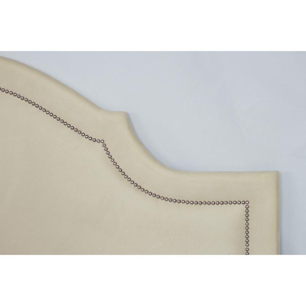 Cabeceira Queen Provençal Luxo 160x60 Suede Off White - Tachas Prata - 2