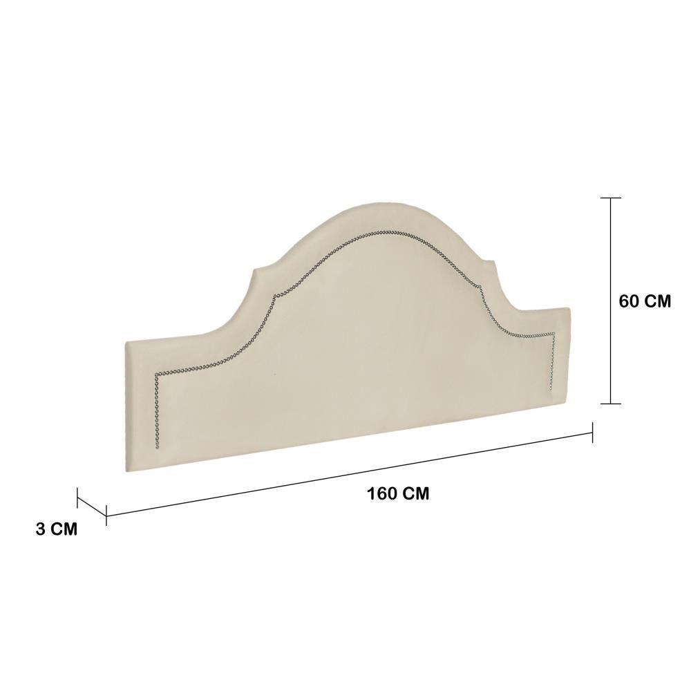 Cabeceira Queen Provençal Luxo 160x60 Suede Off White - Tachas Prata - 3