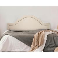 Cabeceira Queen Provençal Luxo 160x60 Suede Off White - Tachas Prata - 1