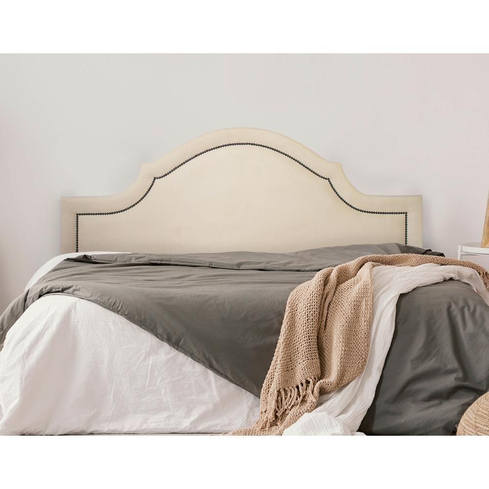 Cabeceira Queen Provençal Luxo 160x60 Suede Off White - Tachas Fumê - 1