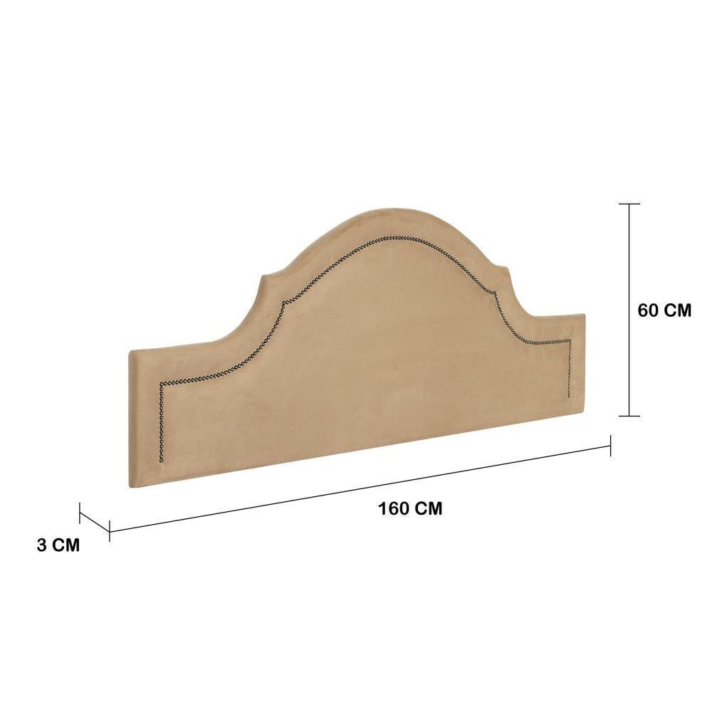 Cabeceira Queen Provençal Luxo 160x60 Suede Bege - Tachas Fumê - 3