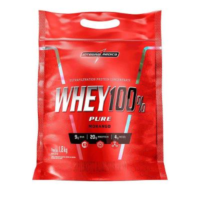 Whey 100% Pure 1,8kg Pouch Integralmedica Morango