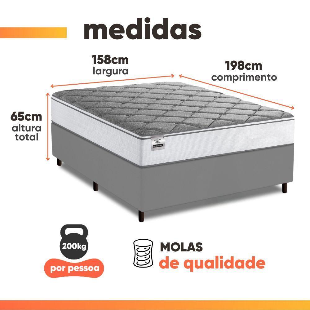 Cama Box Queen Real Max Force Softgel 158x198x65cm - Suporta Até 200 Kg Por Pessoa Branco / Cinza - 3