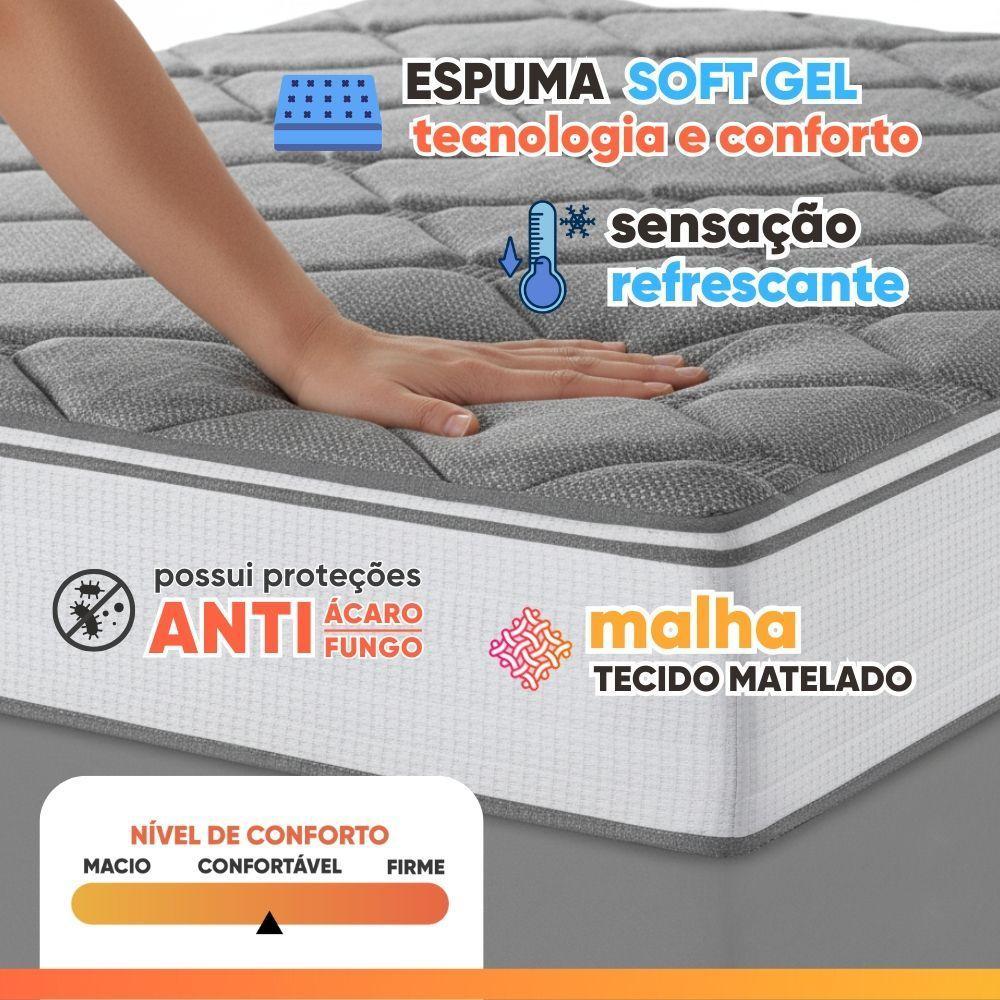 Cama Box Queen Real Max Force Softgel 158x198x65cm - Suporta Até 200 Kg Por Pessoa Branco / Cinza - 6