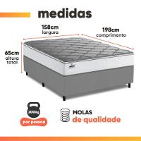 Cama Box Queen Real Max Force Softgel 158x198x65cm - Suporta Até 200 Kg Por Pessoa Branco / Cinza - 3