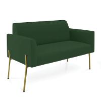 Sofá Namoradeira E 2 Poltronas Pé De Ferro Dourado Marisa Veludo Verde