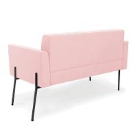 Sofá Namoradeira E 2 Poltronas Pé De Ferro Preto Elisa Suede D03 - D'rossi Rosa Bebê - 5