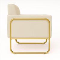 Poltrona Sala Industrial Alta Tubo Dourado Elisa Veludo D03 - D'rossi Bege - 6