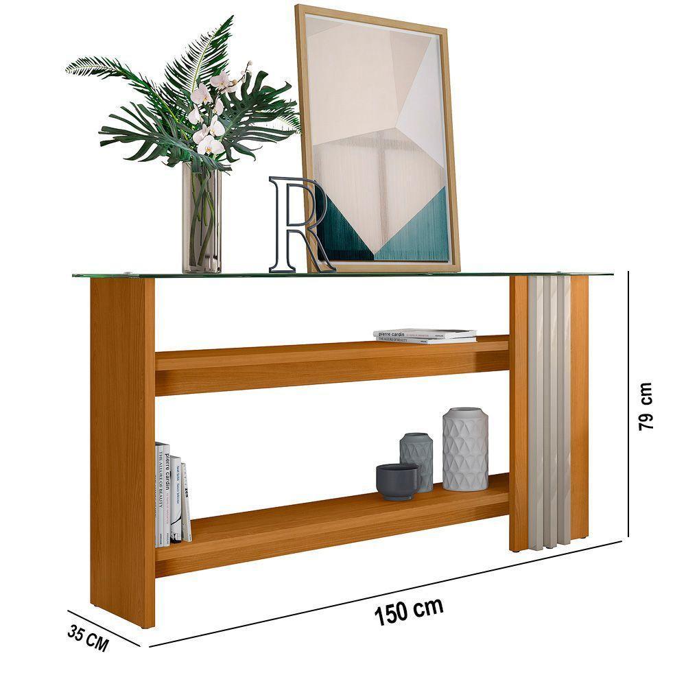 Mesa De Centro E Aparador Ripado Para Sala Mirezi M20 - D'rossi Cinamomo(fosco)-off White(brilho) - 3