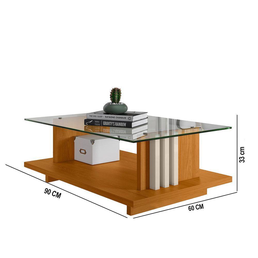 Mesa De Centro E Aparador Ripado Para Sala Mirezi M20 - D'rossi Cinamomo(fosco)-off White(brilho) - 4