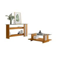 Mesa De Centro E Aparador Ripado Para Sala Mirezi M20 - D'rossi Cinamomo(fosco)-off White(brilho) - 2