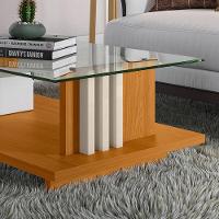 Mesa De Centro E Aparador Ripado Para Sala Mirezi M20 - D'rossi Cinamomo(fosco)-off White(brilho) - 6