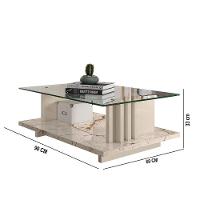 Mesa De Centro Para Sala Ripado Tampo De Vidro Mirezi M20 - D'rossi Calacata E Off White - 3