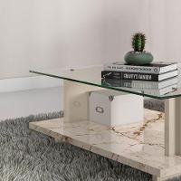 Mesa De Centro Para Sala Ripado Tampo De Vidro Mirezi M20 - D'rossi Calacata E Off White - 5
