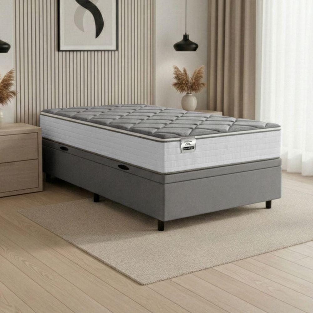 Cama Box Baú Solteiro Real Max Force Softgel 88x188x68cm Branco/Cinza - 2
