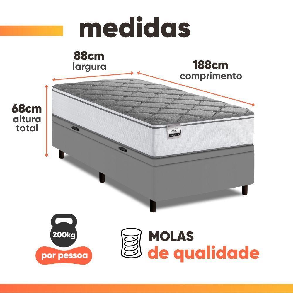 Cama Box Baú Solteiro Real Max Force Softgel 88x188x68cm Branco/Cinza - 3