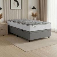 Cama Box Baú Solteiro Real Max Force Softgel 88x188x68cm Branco/Cinza - 2