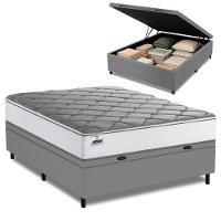 Cama Box Baú Casal Real Max Force Softgel 138x188x68cm Branco/Cinza - 1