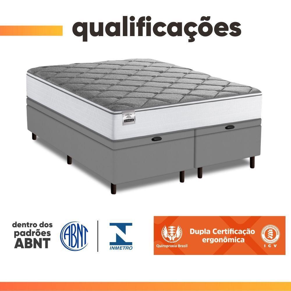 Cama Box Baú King Real Max Force Softgel 193x203x68cm - Suporta Até 200 Kg Por Pessoa Branco/Cinza - 8