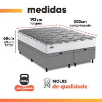 Cama Box Baú King Real Max Force Softgel 193x203x68cm - Suporta Até 200 Kg Por Pessoa Branco/Cinza - 6