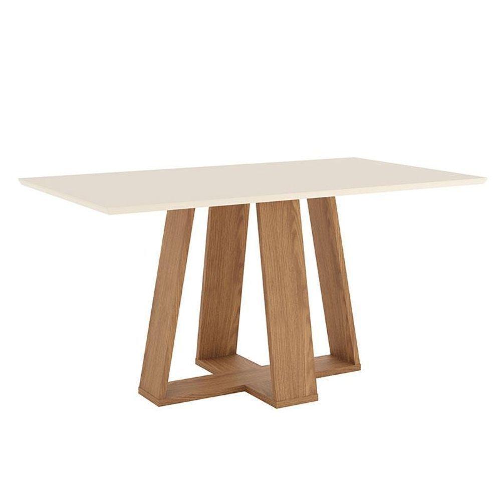 Mesa De Jantar Lins 160 Cm Canto Reto Sem Vidro Nature Off White - Henn - 1