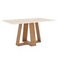 Mesa De Jantar Lins 160 Cm Canto Reto Sem Vidro Nature Off White - Henn - 1