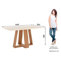 Mesa De Jantar Lins 160 Cm Canto Reto Sem Vidro Nature Off White - Henn - 2