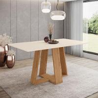 Mesa De Jantar Lins 160 Cm Canto Reto Sem Vidro Nature Off White - Henn - 3