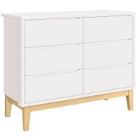 Quarto De Bebê Classic 3 Portas E Cômoda 6 Gavetas Branco Com Pés Madeira Natural - Reller - 3