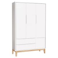 Quarto De Bebê Classic 3 Portas E Cômoda 6 Gavetas Branco Com Pés Madeira Natural - Reller