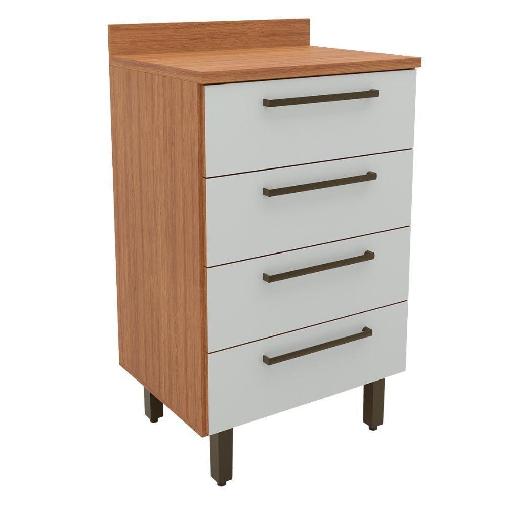 Balcão Gabinete De Cozinha 4 Gavetas Com Tampo Grécia Madeirado/off White - 2