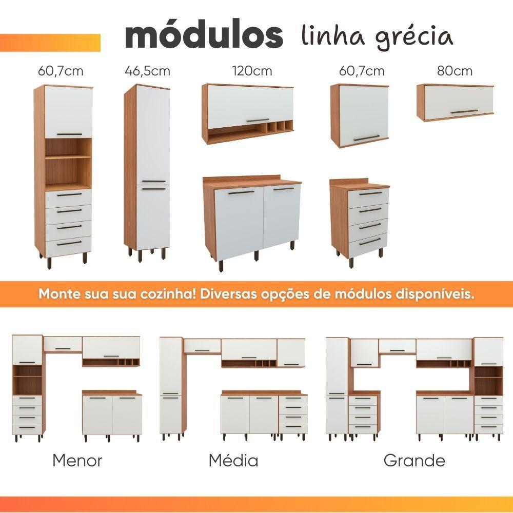 Balcão Gabinete De Cozinha 4 Gavetas Com Tampo Grécia Madeirado/off White - 4