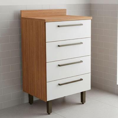 Balcão Gabinete De Cozinha 4 Gavetas Com Tampo Grécia Madeirado/off White