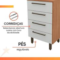 Balcão Gabinete De Cozinha 4 Gavetas Com Tampo Grécia Madeirado/off White - 6