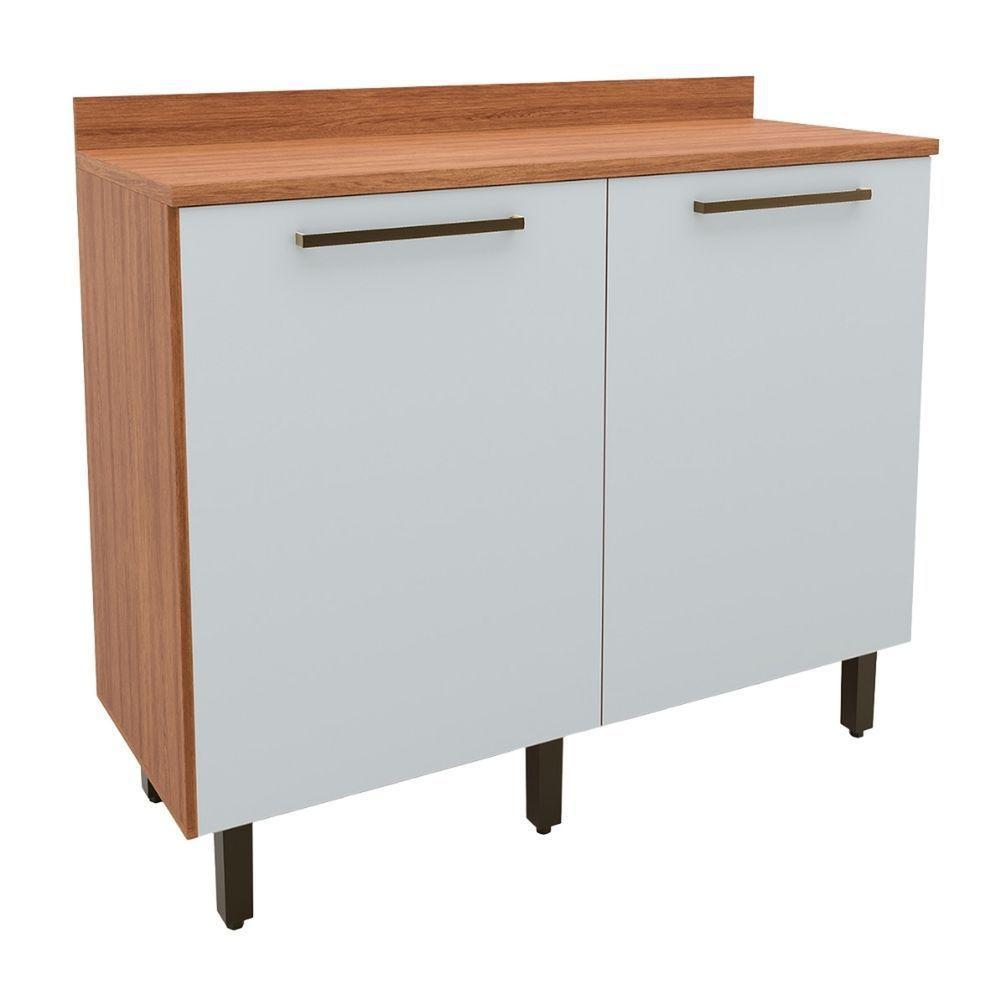 Balcão Gabinete De Cozinha 2 Portas Com Tampo 1,20m Grécia Madeirado/off White - 2