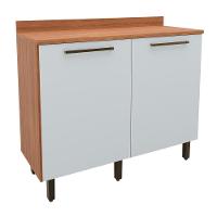 Balcão Gabinete De Cozinha 2 Portas Com Tampo 1,20m Grécia Madeirado/off White - 2