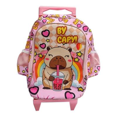 Mochila Escolar Infantil Com Rodinhas Capivara - Gv Bolsas
